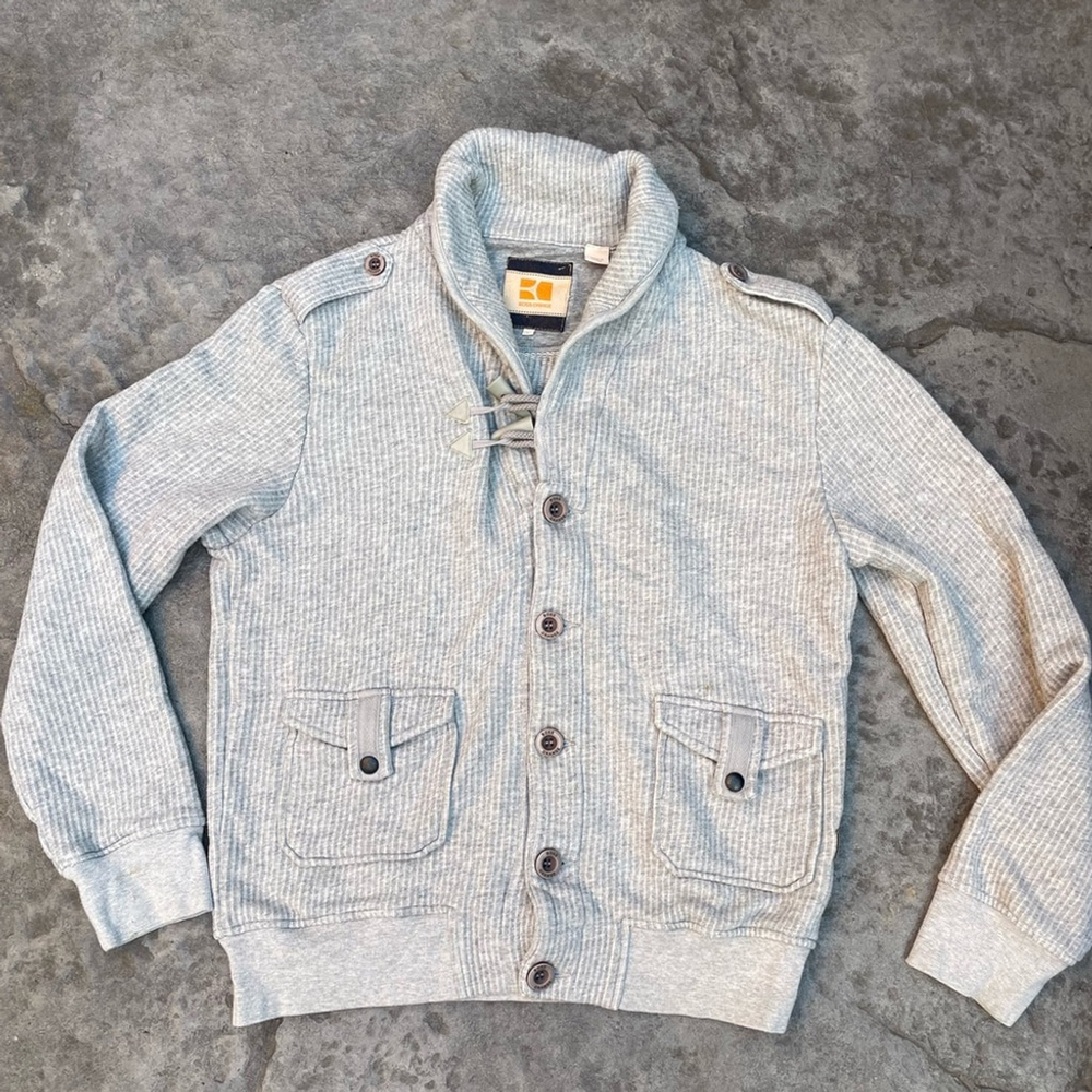 BOSS ORANGE Light Gray Knit Sweater Hugo Boss Jacket - Picture 5 of 10